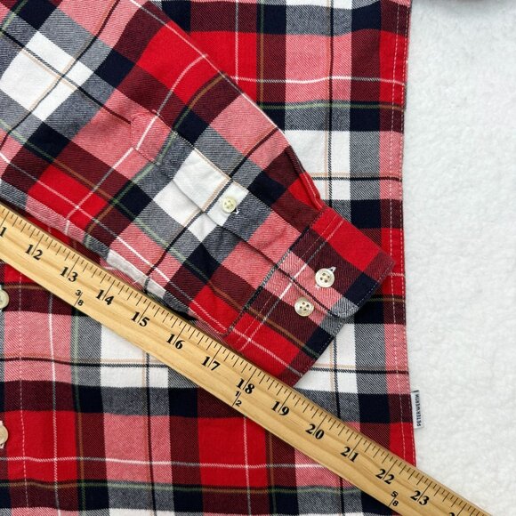 Peter Werth London Cotton Flannel Shirt Red Plaid Cabinecore Cozy Shirt Mens S - Picture 11 of 11